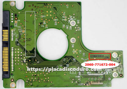 Placa de disco duro 2.5" SATA 500GB WD WD5000BEVT, PCB 2060-771672-004 - Imagen 2