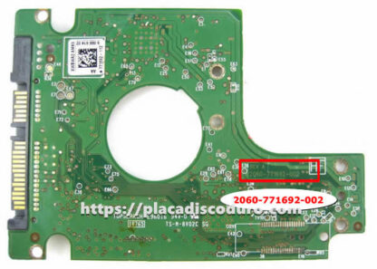 Placa de disco duro 2.5" SATA 750GB WD WD7500BPVT, PCB 2060-771692-002 - Imagen 2