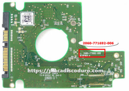 Placa de disco duro 2.5" SATA 320GB WD WD3200BEKT, PCB 2060-771692-006 - Imagen 2